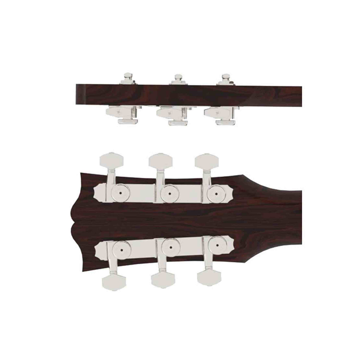 Hipshot HS6K2EL0N Gitaar tuner upgrade kit, 3 + 3 Grip-Lock, closed nikkel