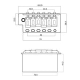 Wilkinson WV6/B Tremolo met Zink Blok - 10,8mm Pitch, Zwart