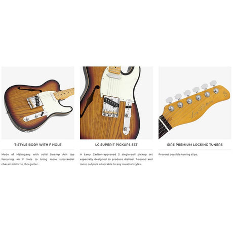 Sire Guitars T7TV/3TS Alder + ash chambered elektrische gitaar T-stijl, 3-tone sunburst