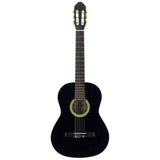 A. Martinez MTC-080/B 4/4 klassieke gitaar zwart met standaard, tas en tuner