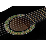 A. Martinez MTC-080/B 4/4 klassieke gitaar zwart met standaard, tas en tuner