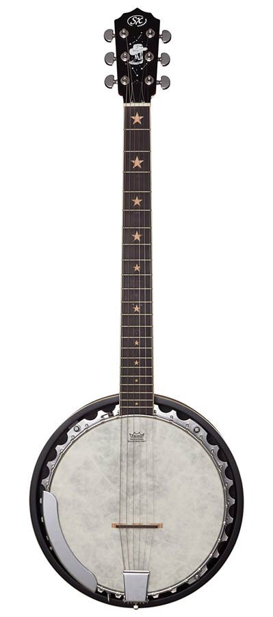 SX BJ566 6-Snarige Gitaarbanjo 11 Inch Aluminium Rim met Remo Fiberskyn Vel en Gigbag