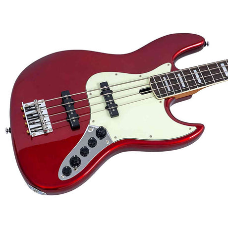 Sire V7N A4/CAR Marcus Miller 4-snarige Actieve Basgitaar Candy Apple Red met Elzen Body en Heritage-3 Preamp