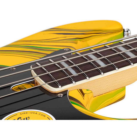 Sire V7N A4/YS Marcus Miller 4-snarige Actieve Basgitaar Matte Yellow Swirl met Elzen Body en Heritage-3 Preamp