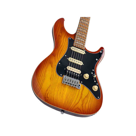 Sire S7S HSS/AB Larry Carlton S-Style Elektrische Gitaar Amber Burst met Swamp Ash Top en Locking Tuners
