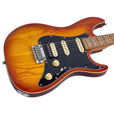 Sire S7S HSS/AB Larry Carlton S-Style Elektrische Gitaar Amber Burst met Swamp Ash Top en Locking Tuners