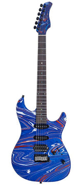 Sire S7 HSS/BLSW Larry Carlton S-Style Elektrische Gitaar Blue Swirl met Roasted Maple Hals en Locking Tuners