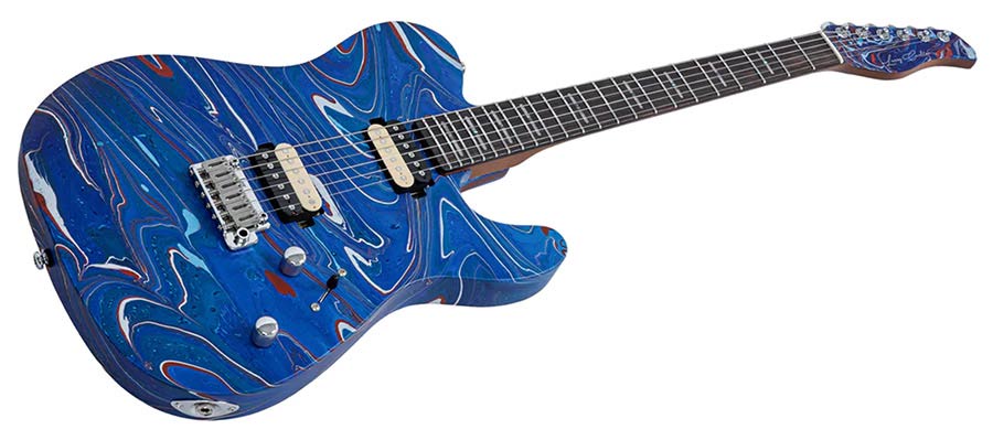Sire T7 HH/BLSW Larry Carlton T-Style Elektrische Gitaar Blue Swirl met Roasted Maple Hals en Locking Tuners