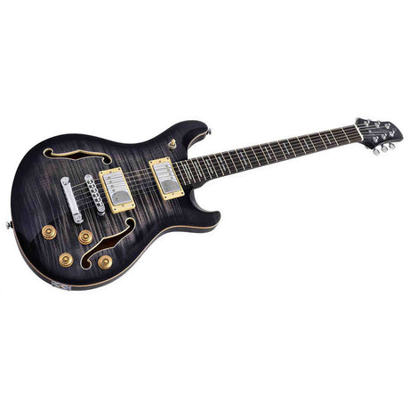 Sire Q7H/TBK Larry Carlton Hollow Elektrische Gitaar Transparent Black met Chambered Mahonie Body en Locking Tuners