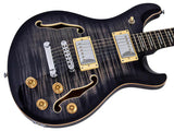 Sire Q7H/TBK Larry Carlton Hollow Elektrische Gitaar Transparent Black met Chambered Mahonie Body en Locking Tuners