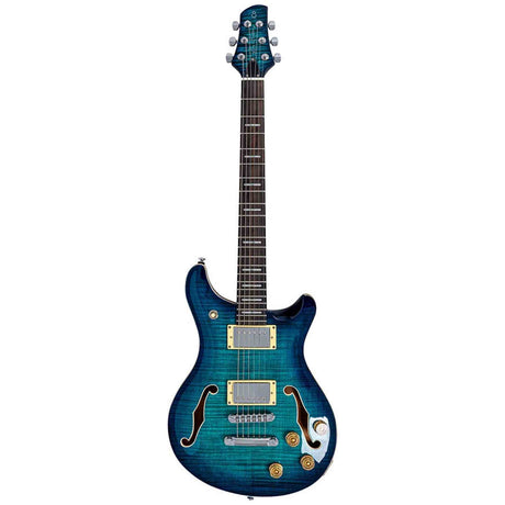 Sire Q7H/TBL Larry Carlton Hollow Elektrische Gitaar Transparent Blue met Chambered Mahonie Body en Locking Tuners
