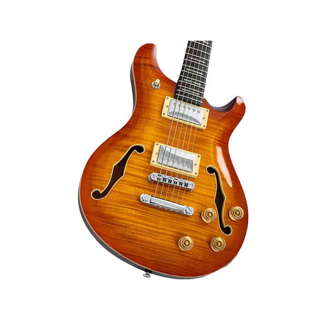 Sire Q7H/AB Larry Carlton Hollow Elektrische Gitaar Amber Burst met Chambered Mahonie Body en Locking Tuners