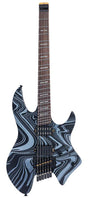 Sire X6H6/BKSW Larry Carlton Headless Elektrische Gitaar Black Swirl met Tremolobrug en Gigbag