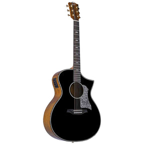 Bromo BAN4CE/BK Denali Series Hillside Auditorium Cutaway gitaar, solid mahogany top, glossy black, heavy duty tas