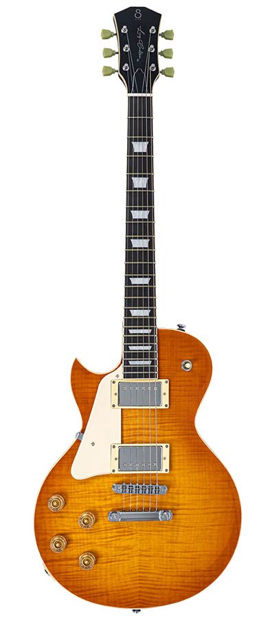 Sire L5L/AB Larry Carlton Linkshandige L-Style Elektrische Gitaar Amber Burst met Flame Maple Top en Coil Split