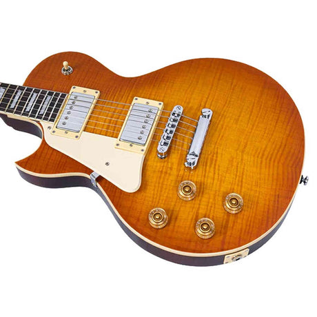 Sire L5L/AB Larry Carlton Linkshandige L-Style Elektrische Gitaar Amber Burst met Flame Maple Top en Coil Split