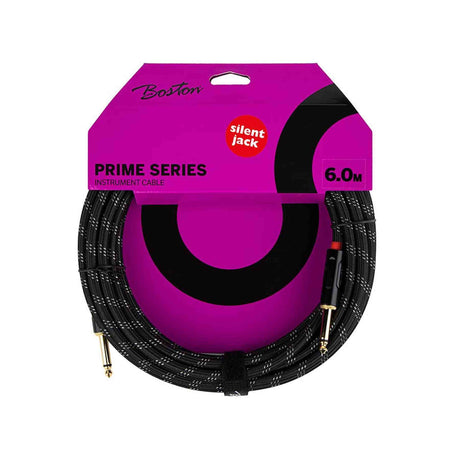 Boston GCRB-60S Prime Series Instrumentkabel 6 meter Jack naar Silent Jack Zwart Tweed