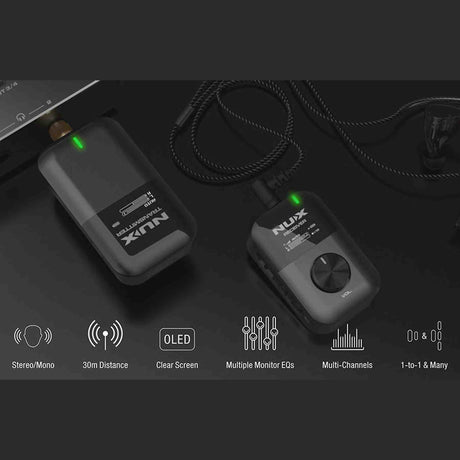 NUX C-7 5.8 GHz Stereo Wireless In-Ear Monitor System met oplaadcase