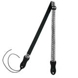 Flight S47 Black Silver Ukulele Strap Vegan Nubuck met Gevlochten Patroon en Headstock Tie