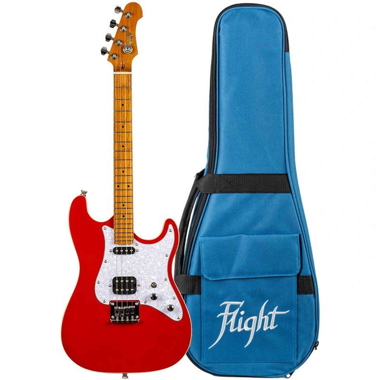 Flight Pathfinder RD Baritone Solid Body Elektrische Ukulele met Humbucker, Single Coil Pickups en Roasted Maple Hals