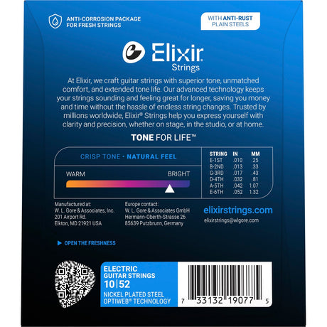 Elixir 19077 Optiweb elektrische gitaarsnaren Light Heavy 010-052