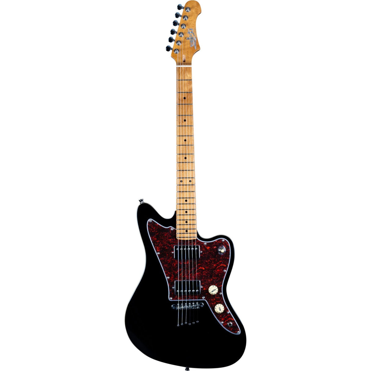 JET JJ-350 BK Offset Elektrische Gitaar HH Hardtail Roasted Maple Zwart