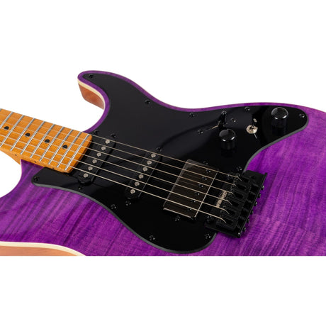 JET JS-600 TPP S-style Elektrische Gitaar HSS Mahonie Body Flame Maple Top Transparant Paars