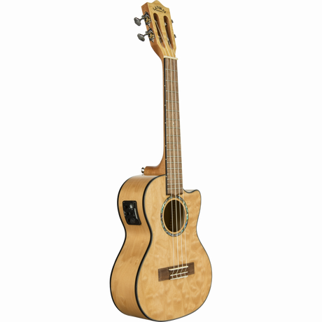 LANIKAI LKUQM-NACET Tenorukelele, Quilted Maple-serie,natuur,cutaway,voorversterke