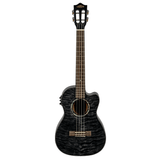 LANIKAI LKUQMBKCEB Baritonukulele, Quilted Maple Series, zwart, Cutaway, Preamp,