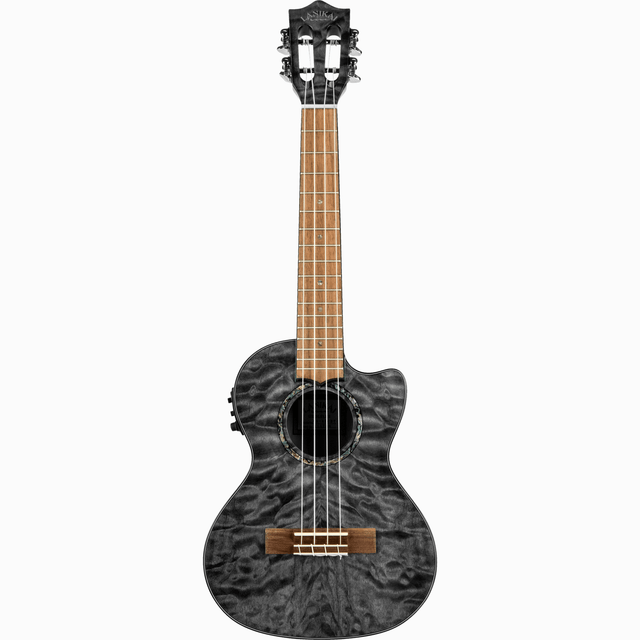 LANIKAI LKUQMBKCET Tenorukelele, Quilted Maple Serie, Black Stain, Voorversterker