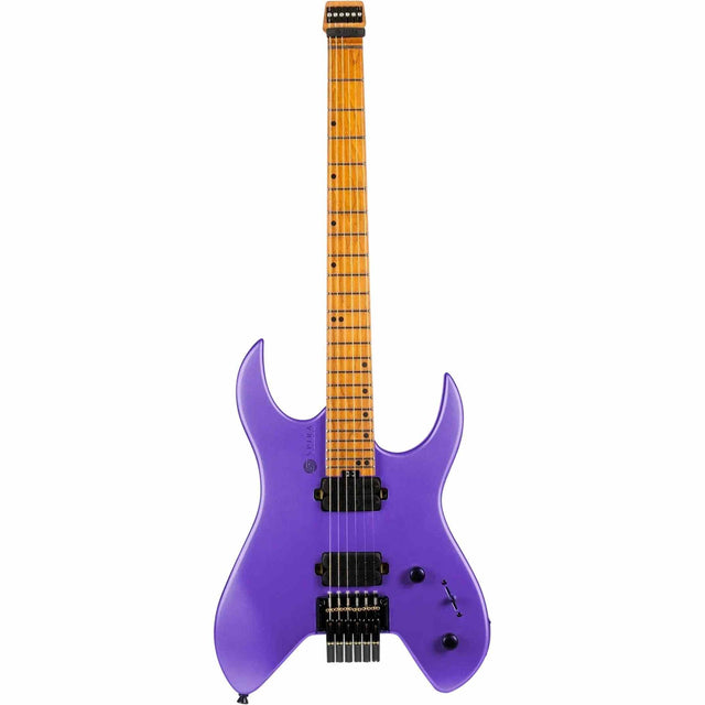 Spira S-400 MPP Headless S-Style Elektrische Gitaar HH Villain Humbuckers Roasted Poplar Satin Purple