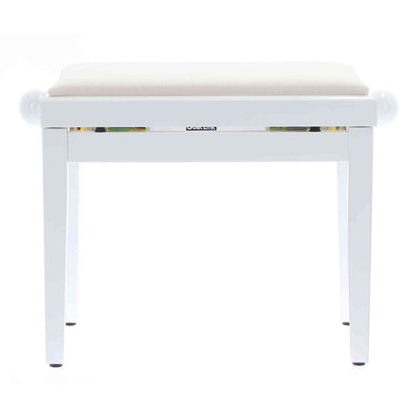 QUIKLOK PB010WH Piano Bank – Verstelbaar 480-570 mm, Fluwelen Zitting, Hoogglans Wit
