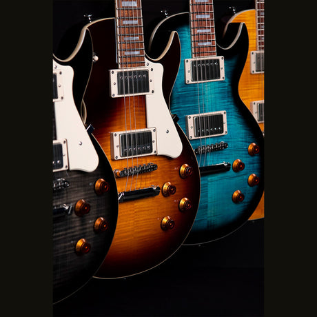 Cort CR250 VB2 Elektrische Gitaar Single Cut Mahonie met Flame Maple Top Vintage Burst