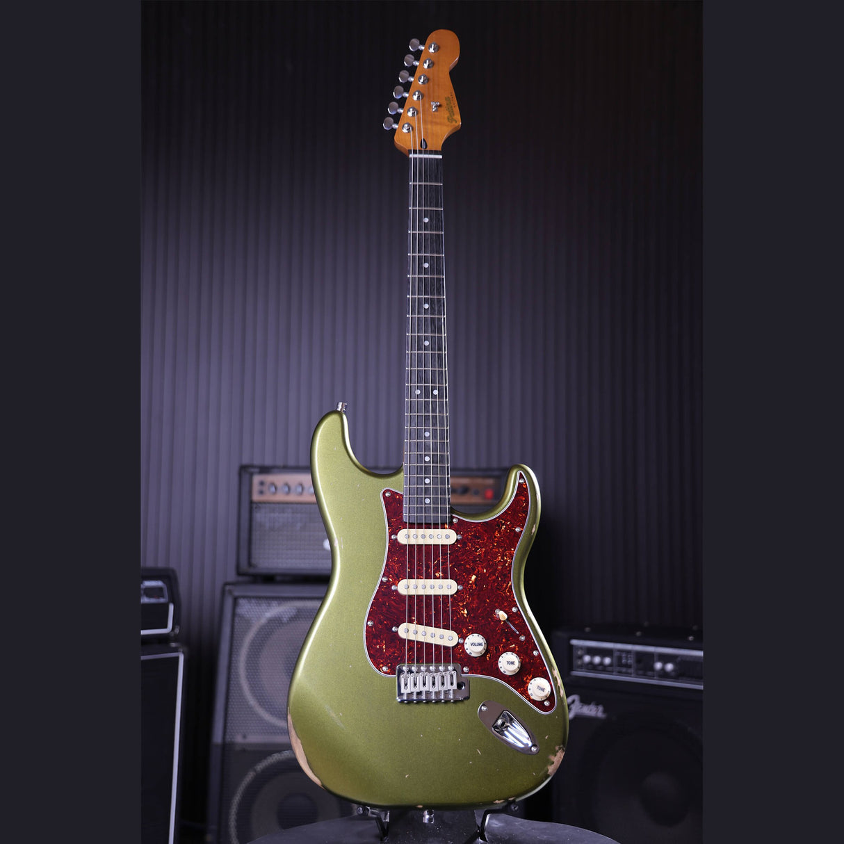 Patina PS-6 SGR R S-style Elektrische Gitaar SSS Alnico V Nitro Relic Paulownia Body Roasted Maple Hals Sherwood Green